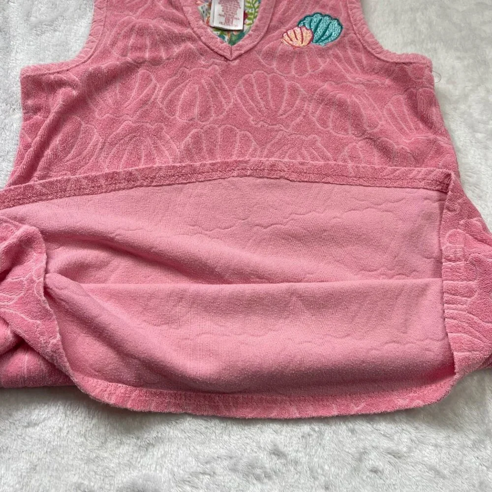 Disney Ariel Swim Cover Up Girls Size 7/8 Terry Cloth Jacquard Shell Hooded Pink